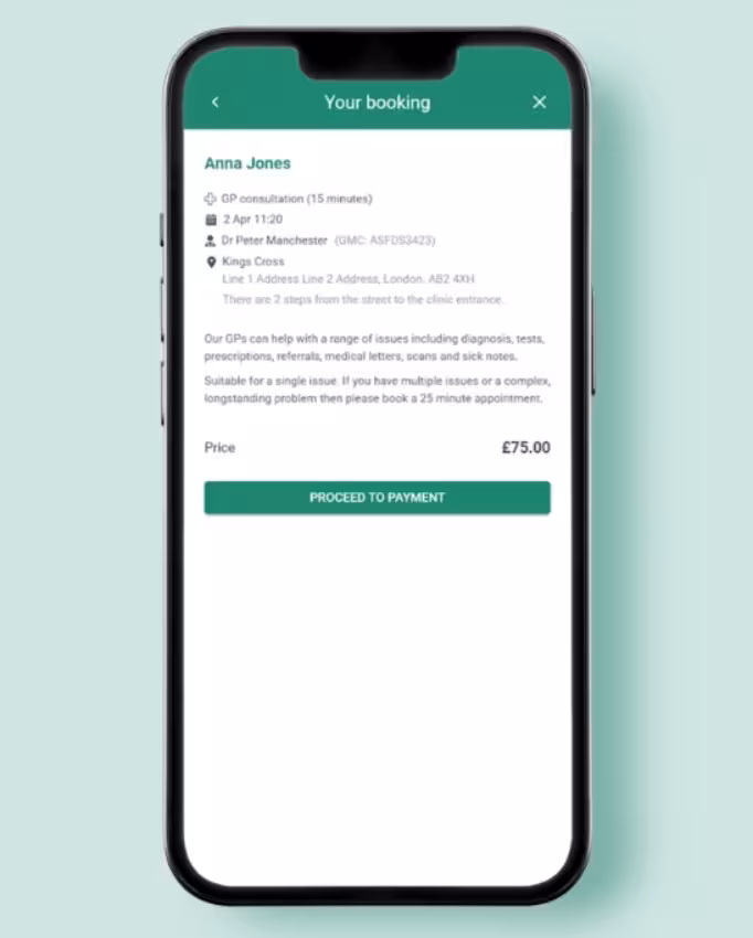 Book private doctor's appointment