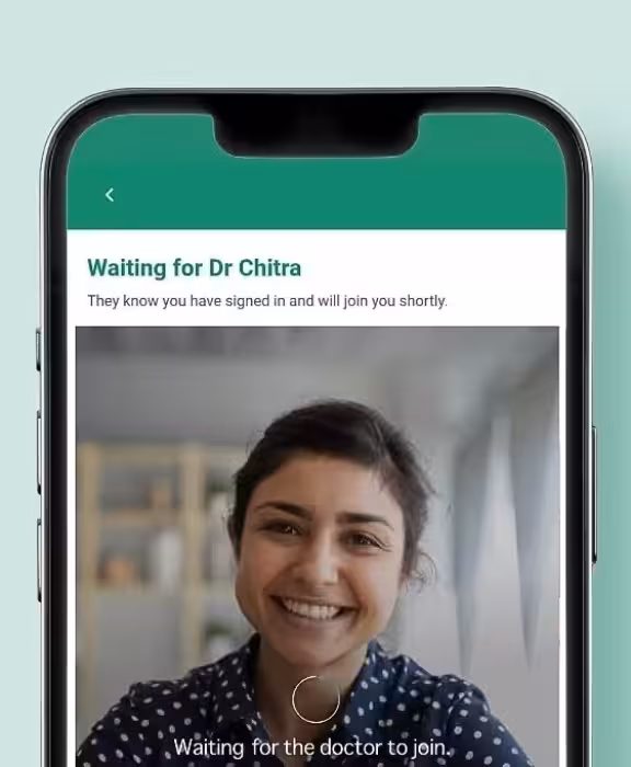 A female patient waiting in the video call for a DocTap GP