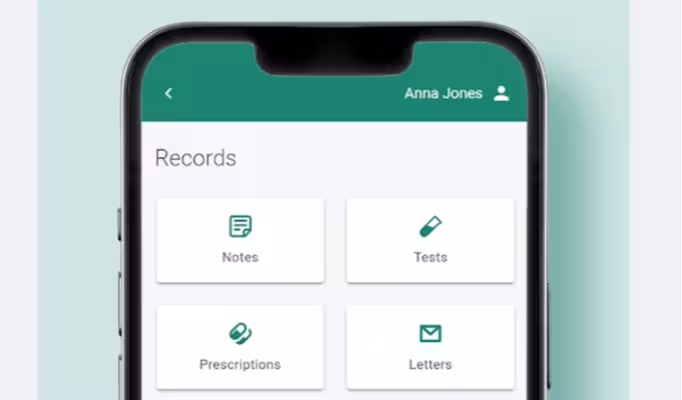 DocTap patient account screen for test results