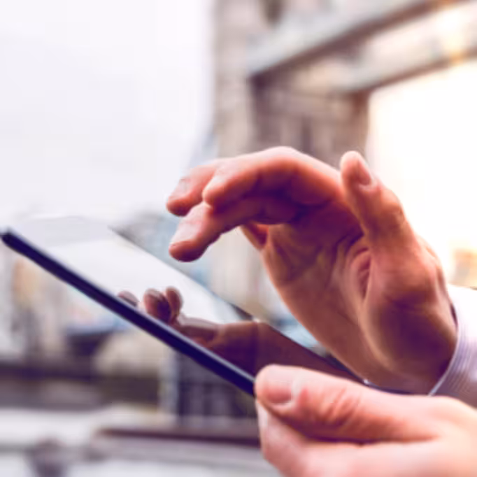 Patient checking results on a mobile device